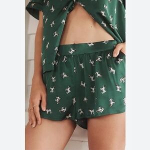 By Anthropologie Silky Satin Graphic Print Sleep Shorts Size Sm